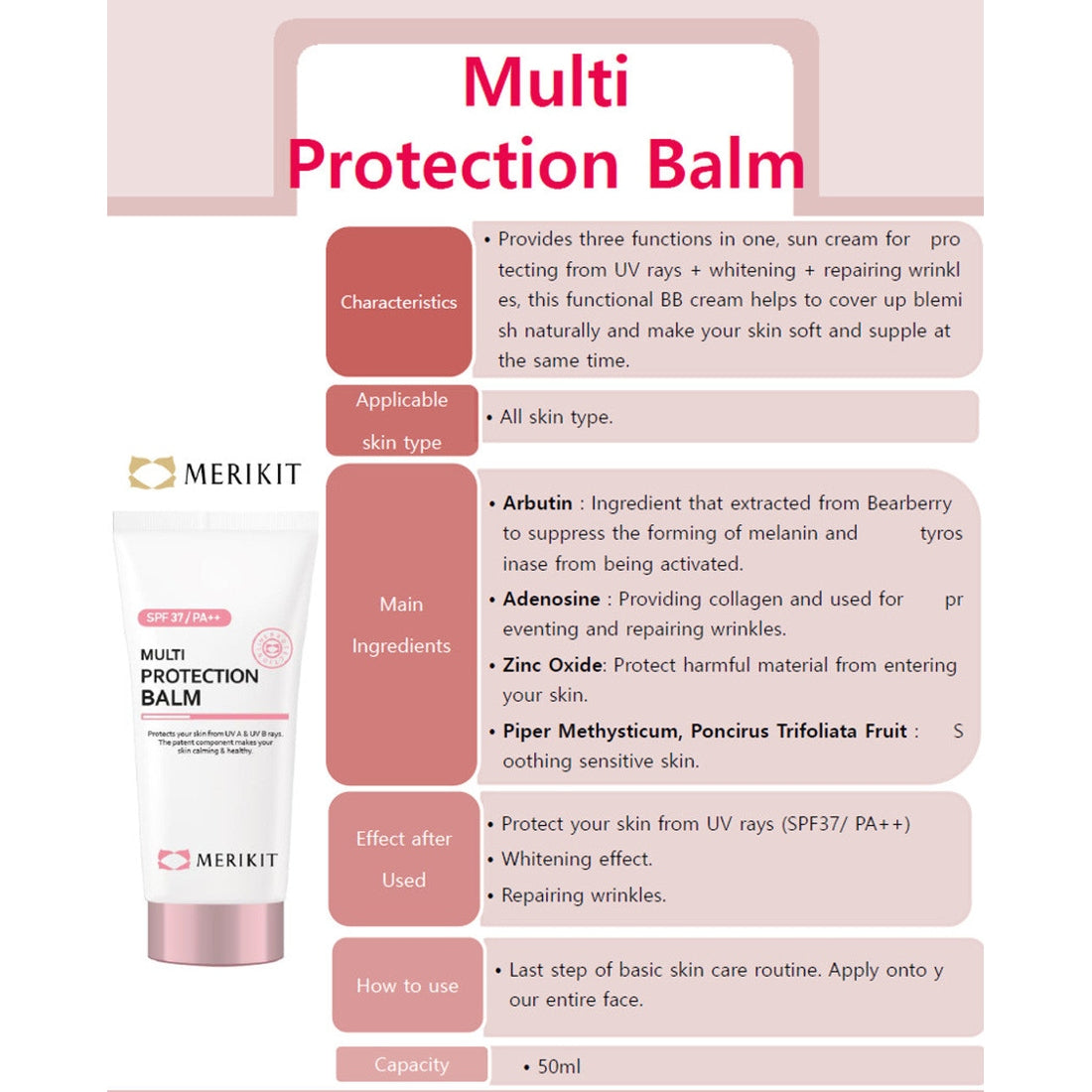 MeriKit Multi Protection Balm 1.SPF 37 PA++ - XQ Shop