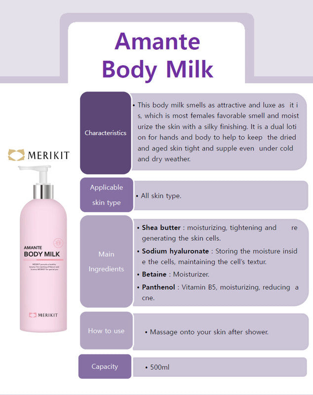 MERIKIT Amante Body Perfume Milk 500ml - XQ