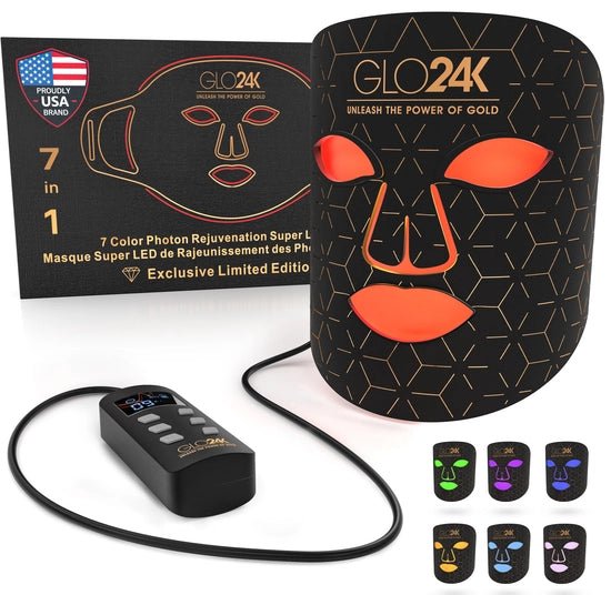 GLO24K 7 Color LED Photon Rejuvenation Super Mask Red Light