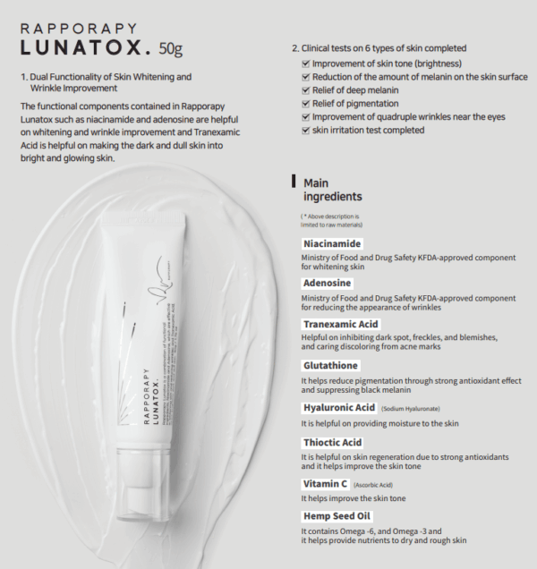 Rapporapy - Lunatox Skin Whitening Cream 50g/1.76oz - Image 3