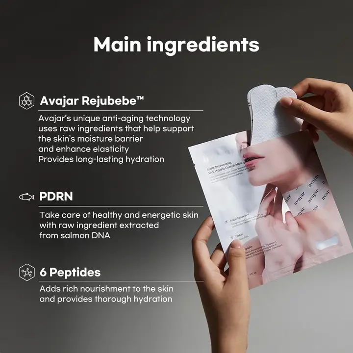 AVAJAR Rejuvenating Neck Wrinkle Control Mask 5 Sheets Xq-VIP