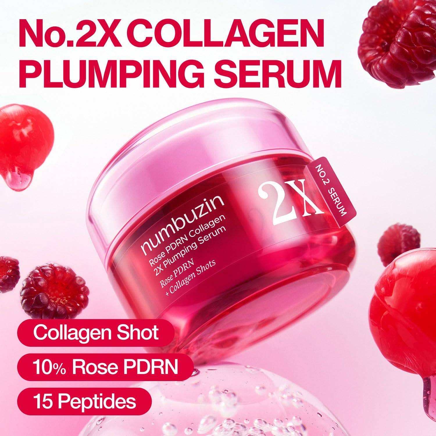 NUMBUZIN No.2 Rose PDRN Collagen 2X Plumping Serum 30ml 1.01 fl.oz. - Image 2