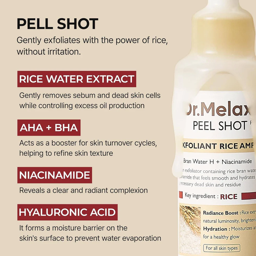 Dr.Melaxin - Peel Shot Glow White Rice Peeling Ampoule 80ml - Image 5